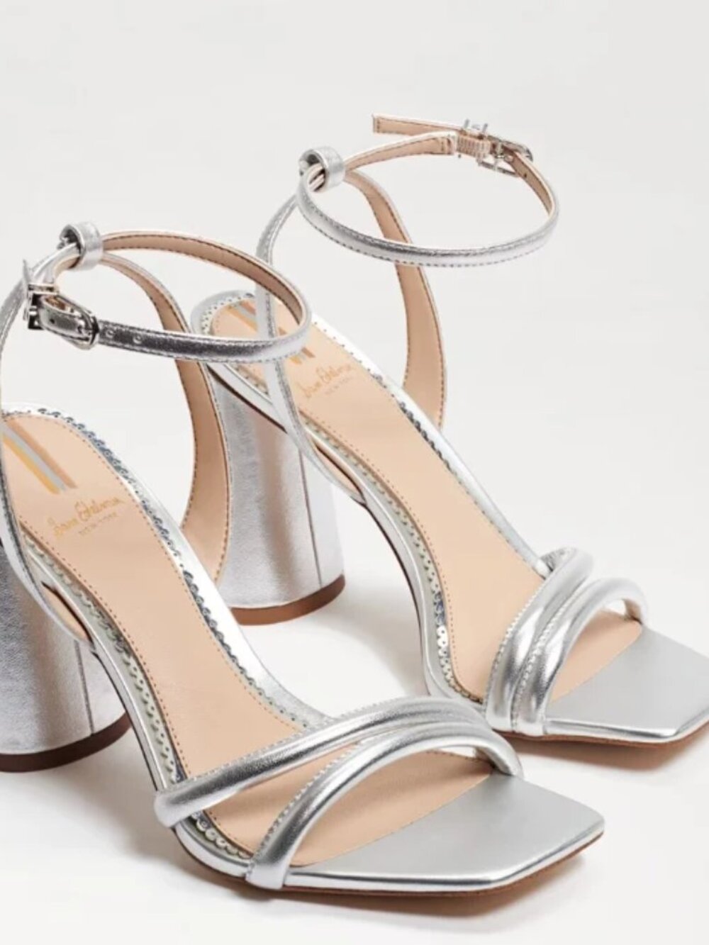 Sam Edelman Kia Block Heel in Soft Silver